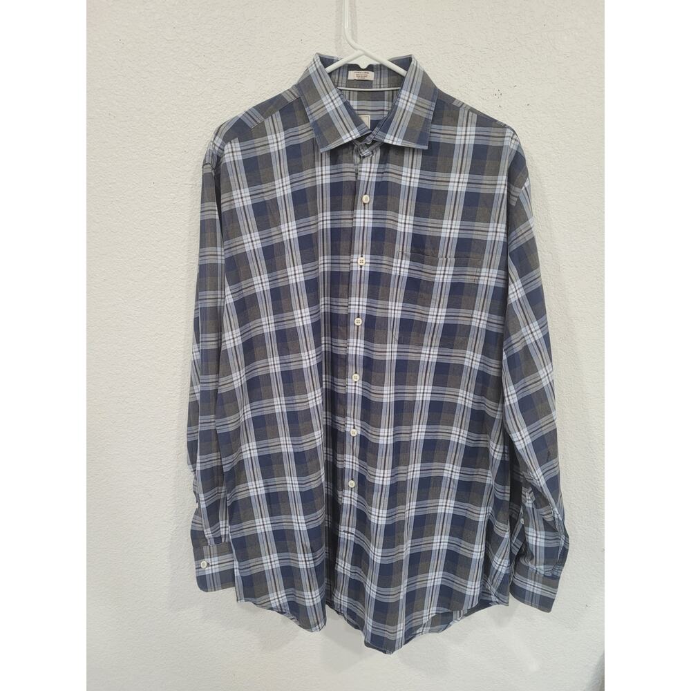 Peter Millar Men's Plaid Button Up 100% Cotton Long Sleeve Shirt size XL #14